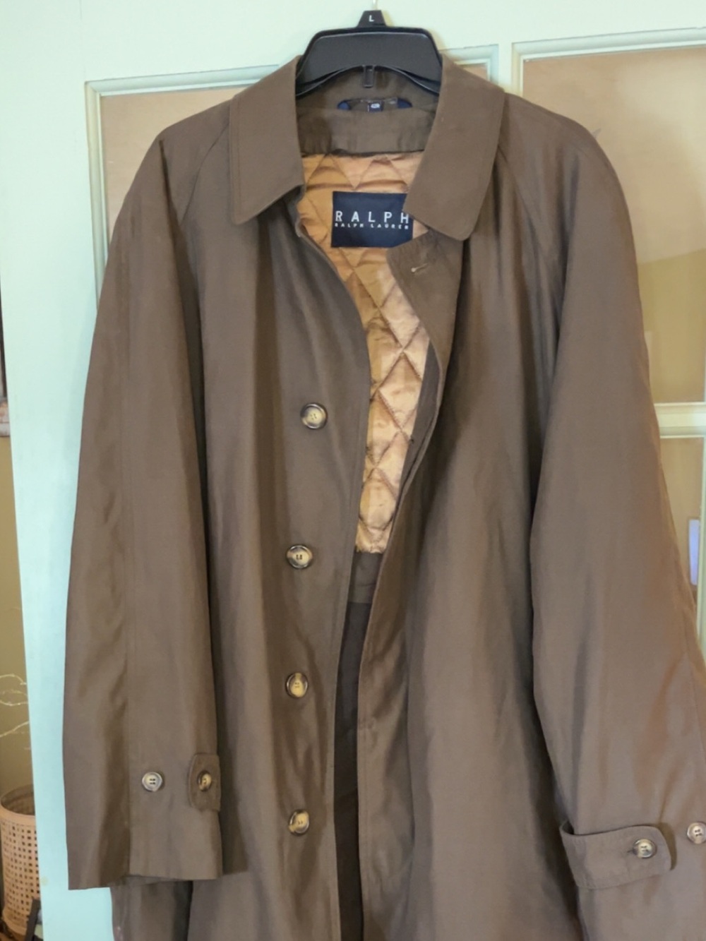 Ralph Lauren Brown Single-Breasted Trench Coat with Quilted Liner